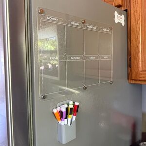 10” x 14” Clear acrylic magnetic refrigerator calendar